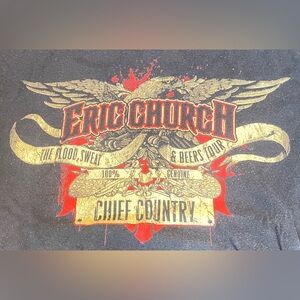 Eric Church The Blood Sweat and Beers Tour Vintage T Shirt Sz L 2012 Tour Concer